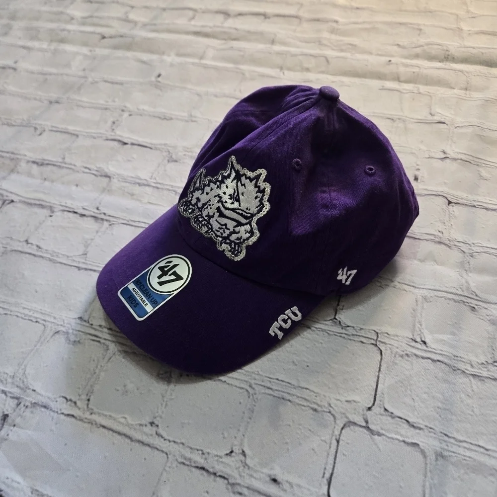 TCU Sequince Outlined Horned Frogs Purple Baseball Cap Size:Kids